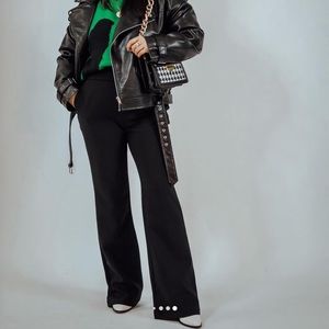 Semi flare tailored black pants